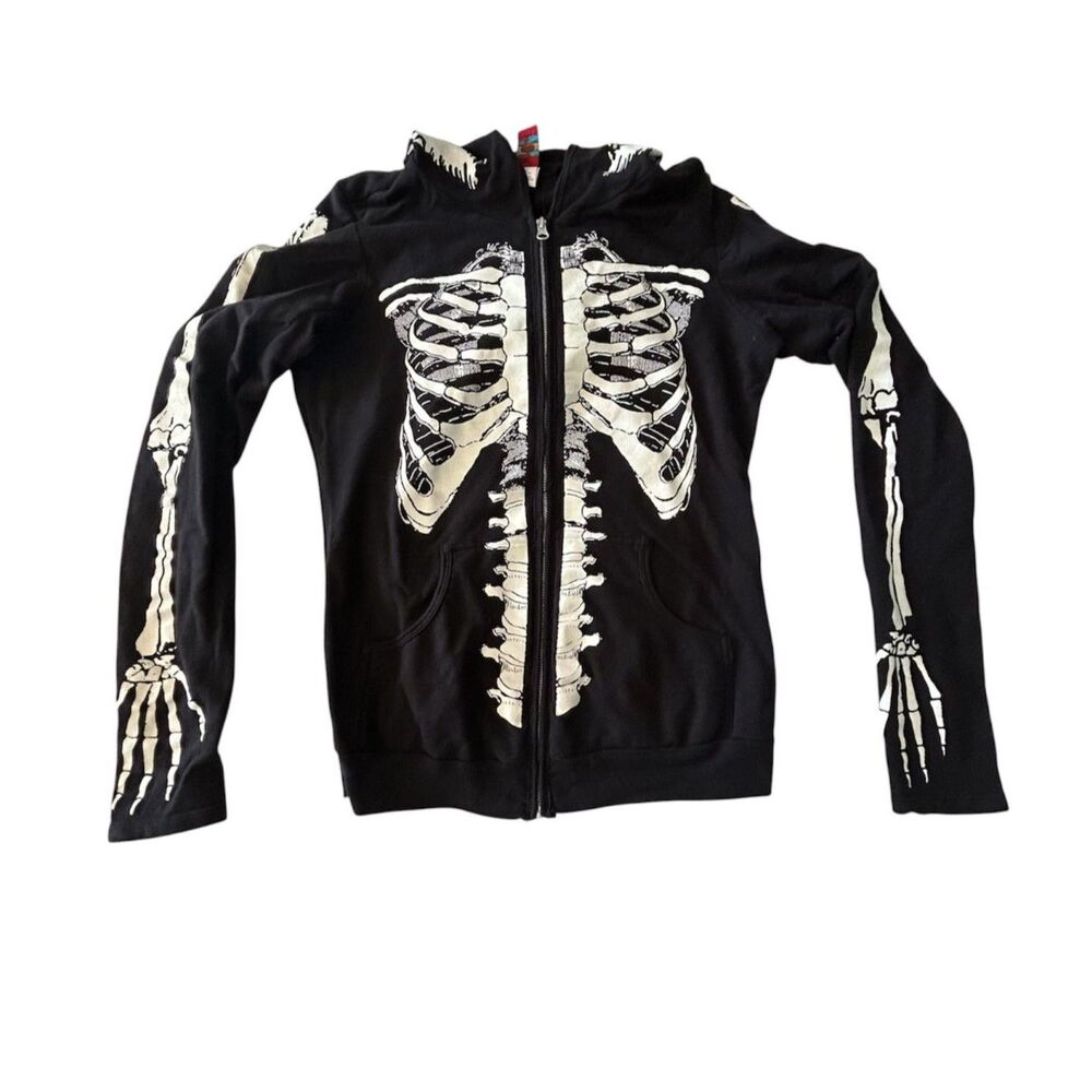 Sweet Love Tattoo Skeleton Black Zip Hoodie Jacket